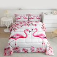 thumbnail image 2 of Manfei Cartoon Flamingo King Size Comforter Sets,Pink Cherry Blossom Bedding Comforter Set,Old Barn Door Bedding Set For Child,Lightweight Room Decor Reversible,3pcs, 2 of 8
