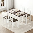 Soges Dining Table Set for 4, Pine Wood Kitchen Table Set, 4 linen