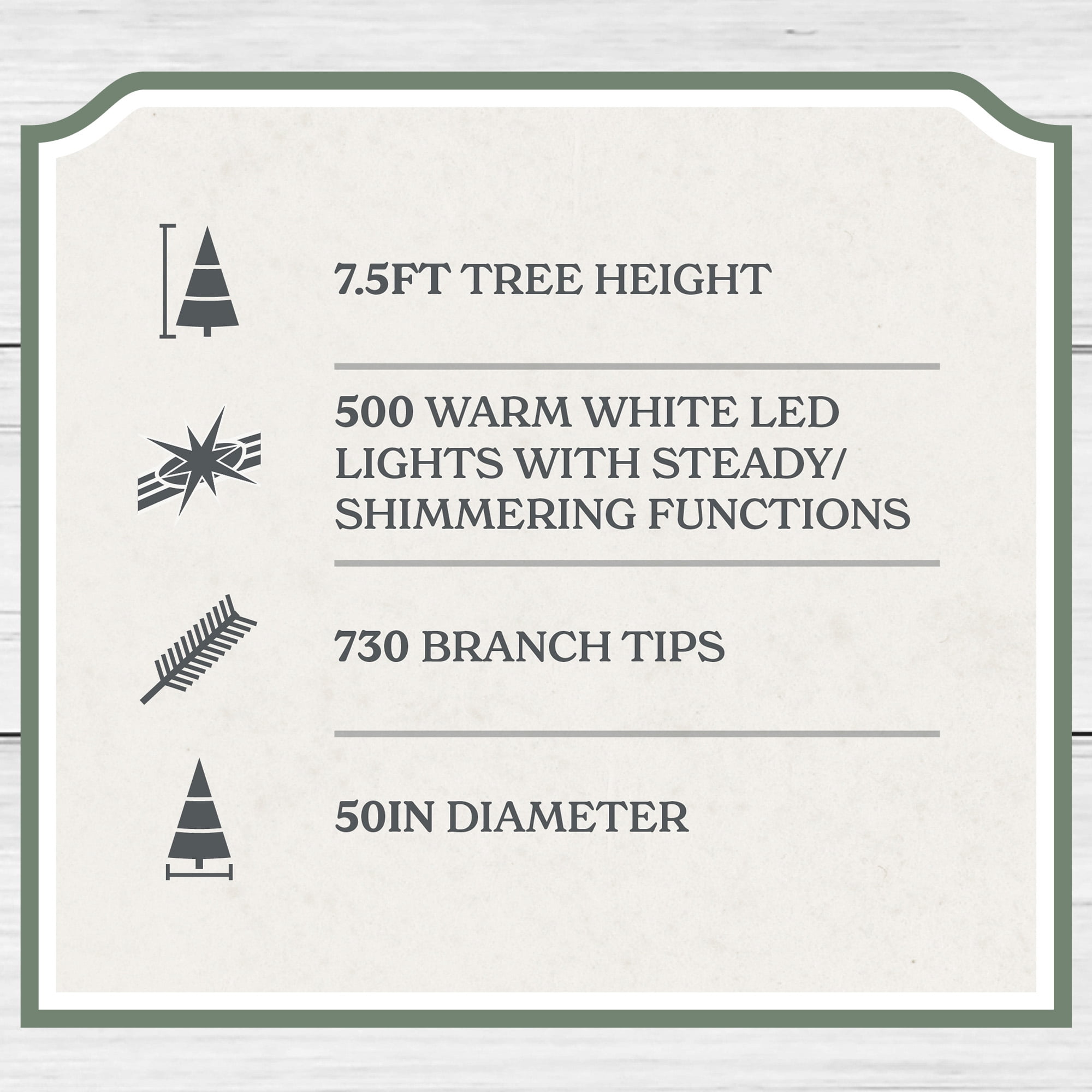 My Texas House 7.5ft Prelit Green Cypress Artificial Christmas Tree, 500 Warm White Twinkle LED