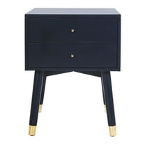 SAFAVIEH Lyla Mid-Century Retro Gold Cap Nightstand Navy / Gold