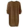 thumbnail image 4 of 2DXuixsh Cute Long Sleeve Dresses for Women Women Winter Sweater Knit Turtleneck Warm Long Sleeve Pocket Mini Sweater Dress Dollhouse Sweater Dress Lace Brown L, 4 of 7