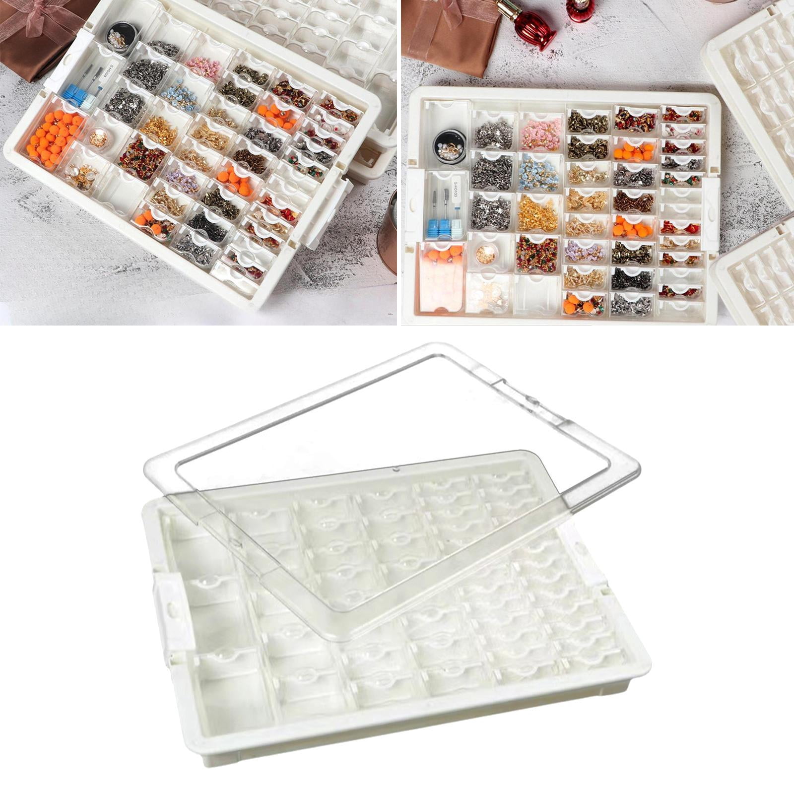 QccHieUs Bead Storage Box Bead Organizer Box with Lid Portable with Compartments Supplies 50 Grid