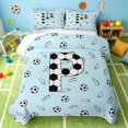 thumbnail image 2 of Manfei Boys Girls Monogrammed P Quilt Full, Cartoon Football Full Bedspread Sets, Light Blue Black P, Polka Dots Reversible 3 Pieces, 1 Coverlet and 2 Pillowcases, 2 of 7