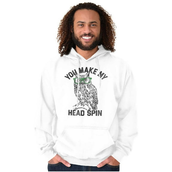 Make Head Spin Hipster Glasses Owl Unisex Plus Fleece Graphic Hoodie Brisco Brands 2X