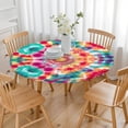 thumbnail image 3 of Colorful Tie Dye Pattern Round Fitted Tablecloth with Elastic Edge,Dining Table Cover Waterproof,Outdoor Round Tablecloth for Camping,Dining,Indoor and Outdoor, 3 of 7