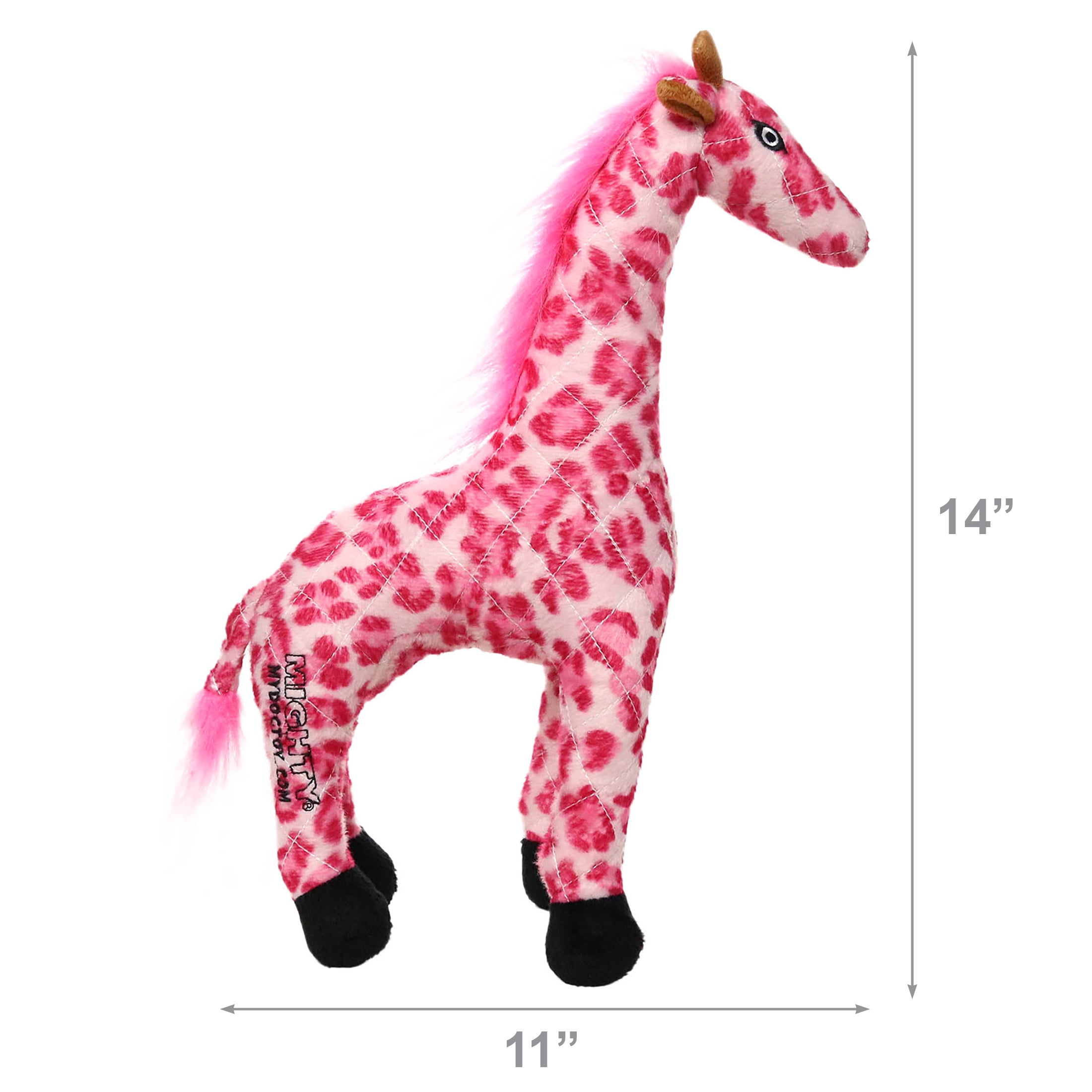 Mighty Safari Pink Giraffe Durable Plush Squeaky Dog Toy