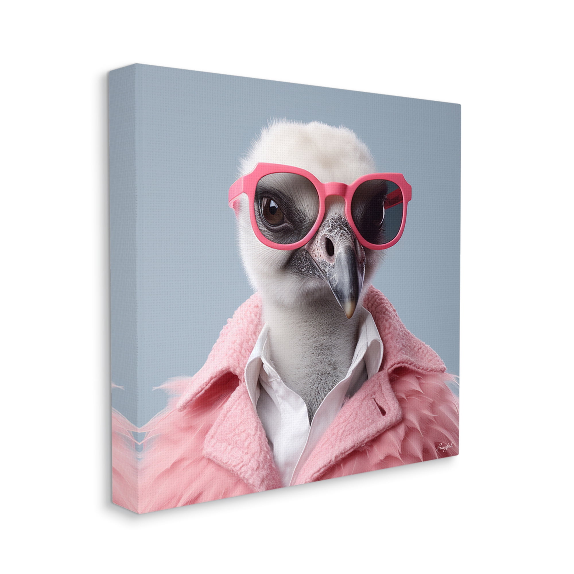 Stupell Industries Trendy Ostrich in Pink Animals & Insects Painting Gallery Wrapped Canvas Art Print Wall Art, 30 x 30