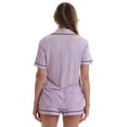 thumbnail image 3 of #FollowMe Womens Button-Down Pajama Pant Set with Notch Collar  Elegant & Comfortable Sleepwear (Lilac, Small), 3 of 4