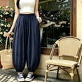 thumbnail image 2 of BOOMNY Girl's Baggy Harem Pants Wide Leg Pants for Kids Trendy Elastic Waist Solid Lightweight Trousers With Pockets, 2 of 4
