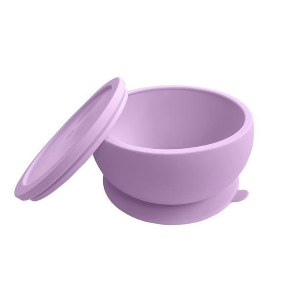 Octopod Silicone Baby Suction Bowl With Lid - Toddler & Baby Bowls, Baby Food Containers, Spill Proof Bowls For Toddlers, Suction Baby Bowls With Lids, Food Grade Silicone Baby Bowl (Pink Lavender)