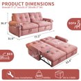 thumbnail image 2 of avobird 77.2'' Pull Out Sofa Bed, Pre-Assembled Sleeper Sofa Bed with USB Charging Ports and Side Pocket, 3 in 1 Velvet Sofa for Living Room, Pink, 2 of 8