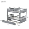 thumbnail image 5 of Bellemave Full Over Full Solid Rubber Wood Bunk Bed with Trundle and Ladder Convertible into 2 Full Size Beds with Headboard and Footboard 2 Full Bunk Bed with Twin Trundle, Gray, 5 of 10
