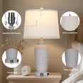 thumbnail image 3 of Cinkeda 25" Farmhouse Jar Table Lamps for Living Room Bedroom Set of 2 with USB A+C Ports AC Outlet 3 Way Dimmable Touch Control Resin Bedside Nightstand Lamp, 3 of 7