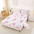 thumbnail image 2 of spefrowx Simple Pink Bow King Sheets for Girls, Cute Cartoon Love Heart Bedding, 4 Pieces, 1 Flat Sheet, 1 Fitted Sheet and 2 Pillowcases, 2 of 6