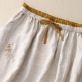 thumbnail image 3 of Womens Linen Skirt Cotton Maxi Skirt Casual Flowy Swing Elastic High Waist A-Line Split Long with Pockets, 3 of 9