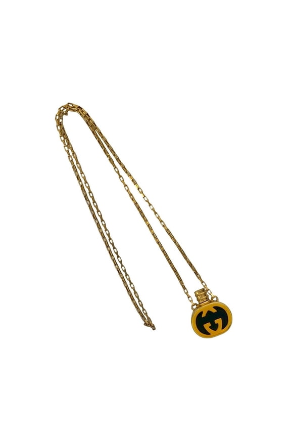 Pre-Owned GUCCI GG Perfume Bottle Motif GP Chain Necklace Pendant Gold 89472