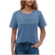 thumbnail image 1 of Camisas de Cuello de Tripulación de Manga Corta para las Mujeres Plisado Mangas de Ruffle, Cuello Redondo Casual Primavera Y Blusa de Verano, 1 of 6