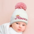 thumbnail image 3 of Gorro De Lana De Punto Para Niños, Gorro De Punto Grueso Cálido Para Invierno, Letras Bordadas, Gorro De Lana De Otoño Con Pompón Para Niños Y Niñas Noticed AP007938-04, 3 of 6