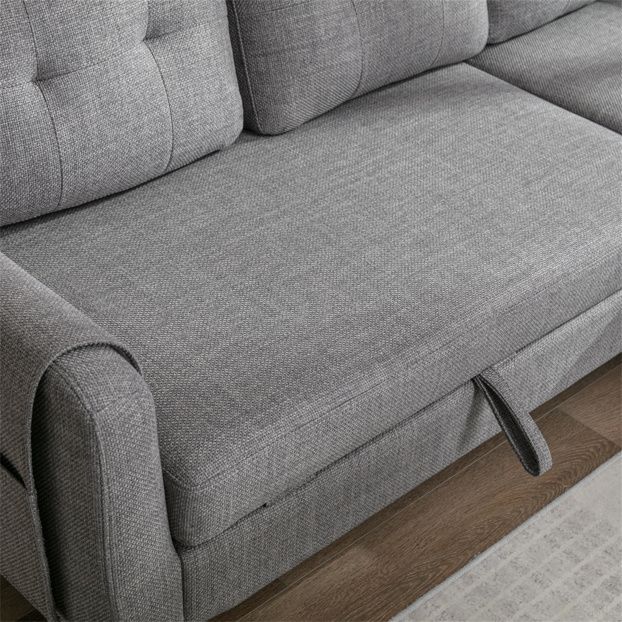 Resenkos L Shaped 4-Seat Sleeper Sectional Sofa Couch Pull-Out Bed and Storage Chaise Lounge, Light Gray