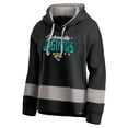 thumbnail image 2 of Women's Fanatics Black/Gray Jacksonville Jaguars Huddle Up Fundamental Fleece Color Block Pullover Hoodie, 2 of 3