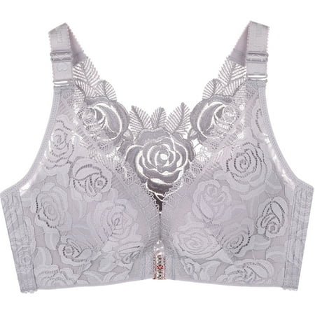 

2Pcs Plus Size Bras For Women Closure Bra Plus Size Bras Rose Embroidery Beauty Back Bra Sexy Seamless for Women Big Size Adjustable Bras
