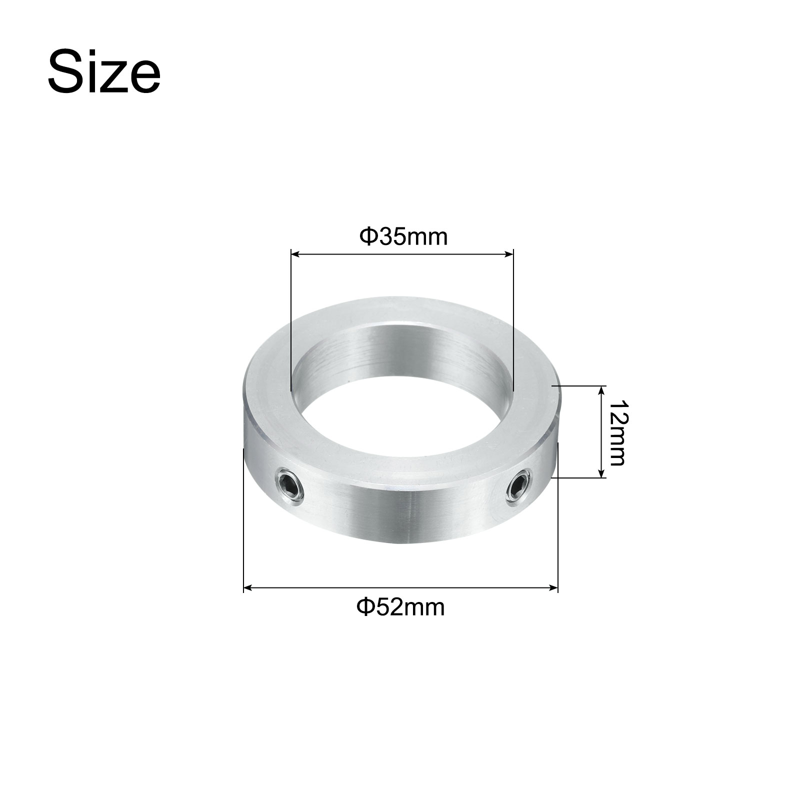 8 Packs Set Screw Collars 35mm Bore, Aluminum Shaft Collars, 52mm OD and 12mm Thickness, Set Screw Clamp Collar
