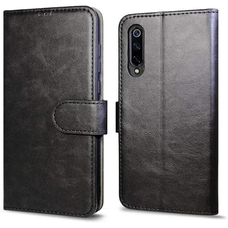 JKase Xiaomi Mi 9 Case, Protective Shock Proof Magnetic Leather Flip Viewing Stand Wallet Case with Card and Money Slots for Xiaomi Mi 9