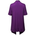 thumbnail image 2 of FashionOutfit Women's Solid Jersey Knit Draped Open Front Short Sleeves Cardigan, 2 of 4