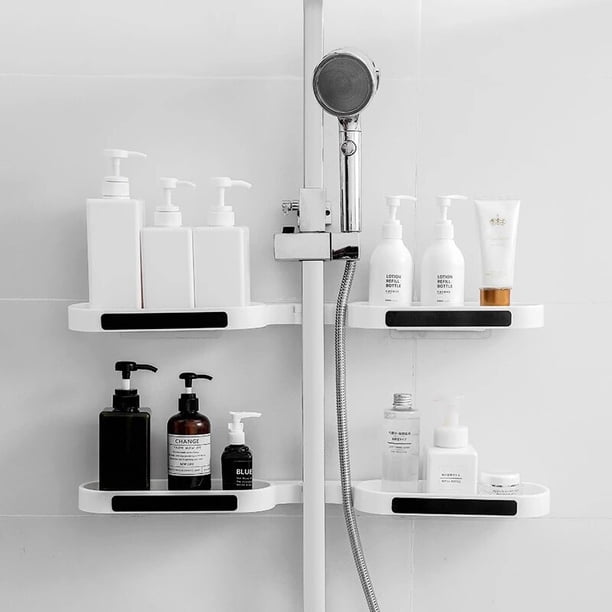 Punch-free Bathroom Rotating Storage Rack Wall-mounted Shampoo Holder Toilet Washstand Kitchen Bathroom Drain Rack OrganizerBlackUnited Kingdom He Qiyong unisex