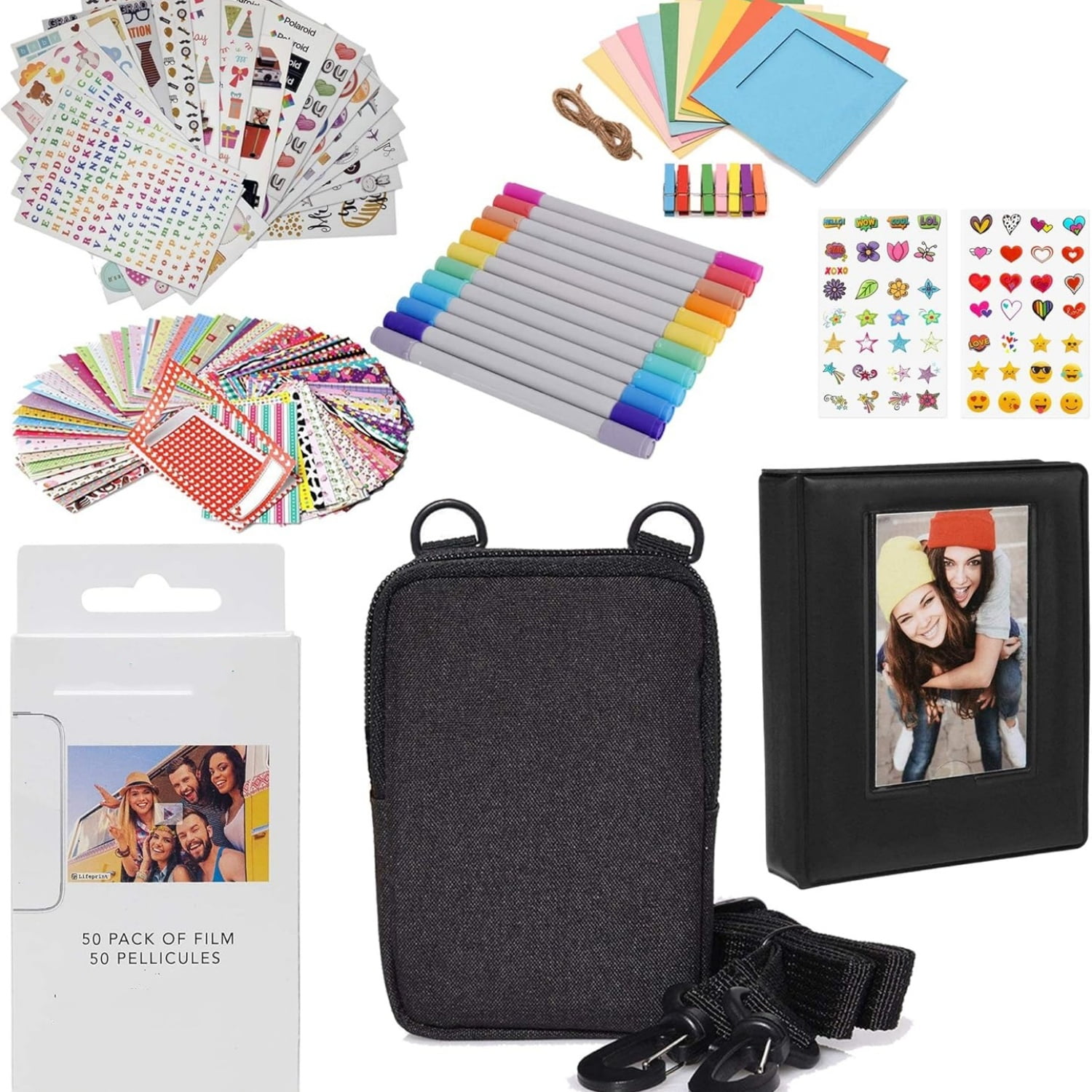 2x3 Premium Zink Photo Paper (50 Pack) Accesory Kit with Photo Album, Case, Stickers, Markers
