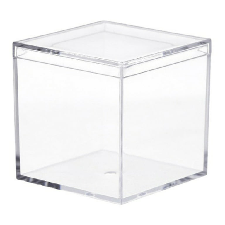 Clear Acrylic Box with Lid , 4 Pack Small Acrylic Box with Lid Plastic Square Cube Small Container ,Storage Boxes Organizer Containers for Candy Pill