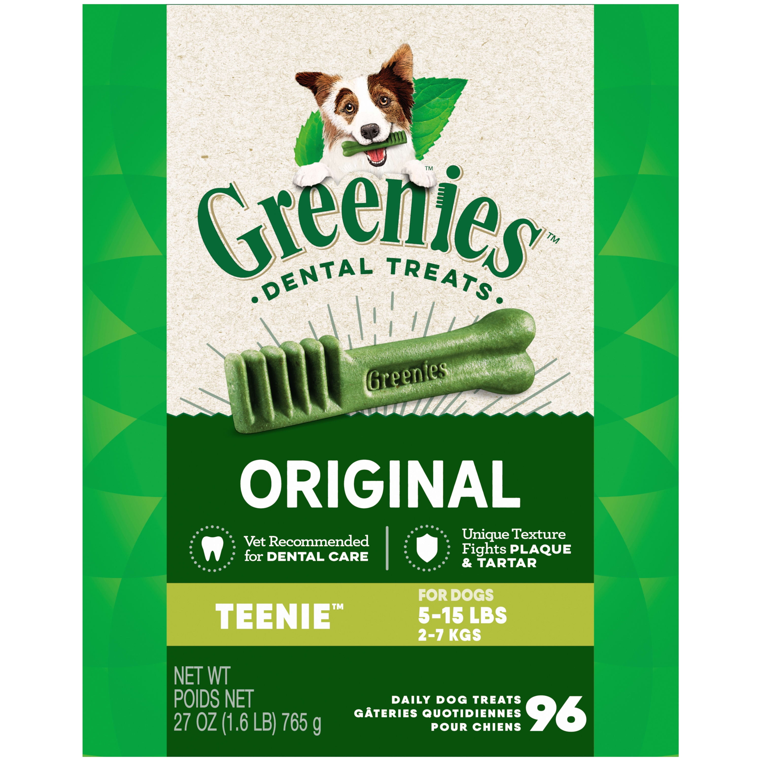 GREENIES Original TEENIE Natural Dog Dental Care Chews Oral Health Dog Treats, 27 oz. Pack (96 Treats)