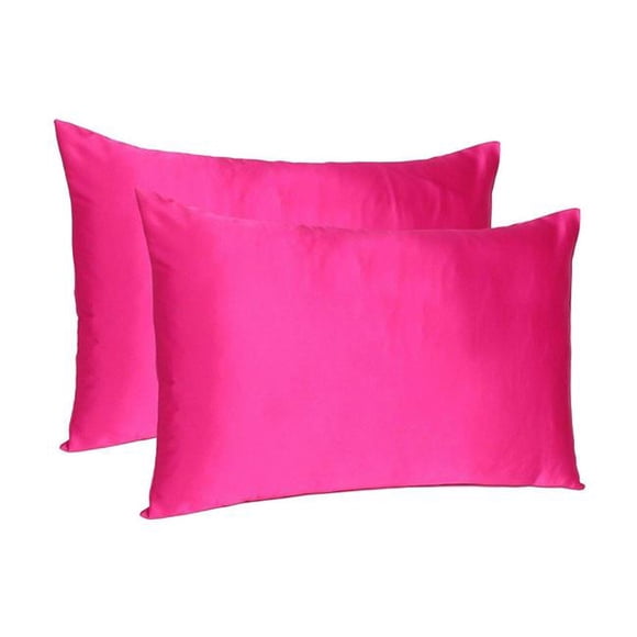 Taies d'Oreiller en Satin Soyeux Fuchsia 20 x 40 Po. Taille King