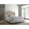 thumbnail image 4 of Maklaine Transitional Fabric Upholstered Camel Back Eastern King Bed Beige, 4 of 6