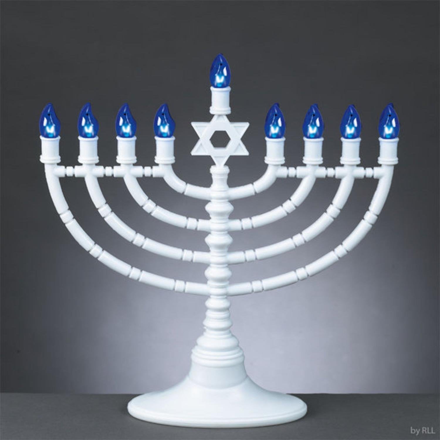 Rite Lite 11.5 Traditional Style White and Blue LED Electric Chanukah Menorah