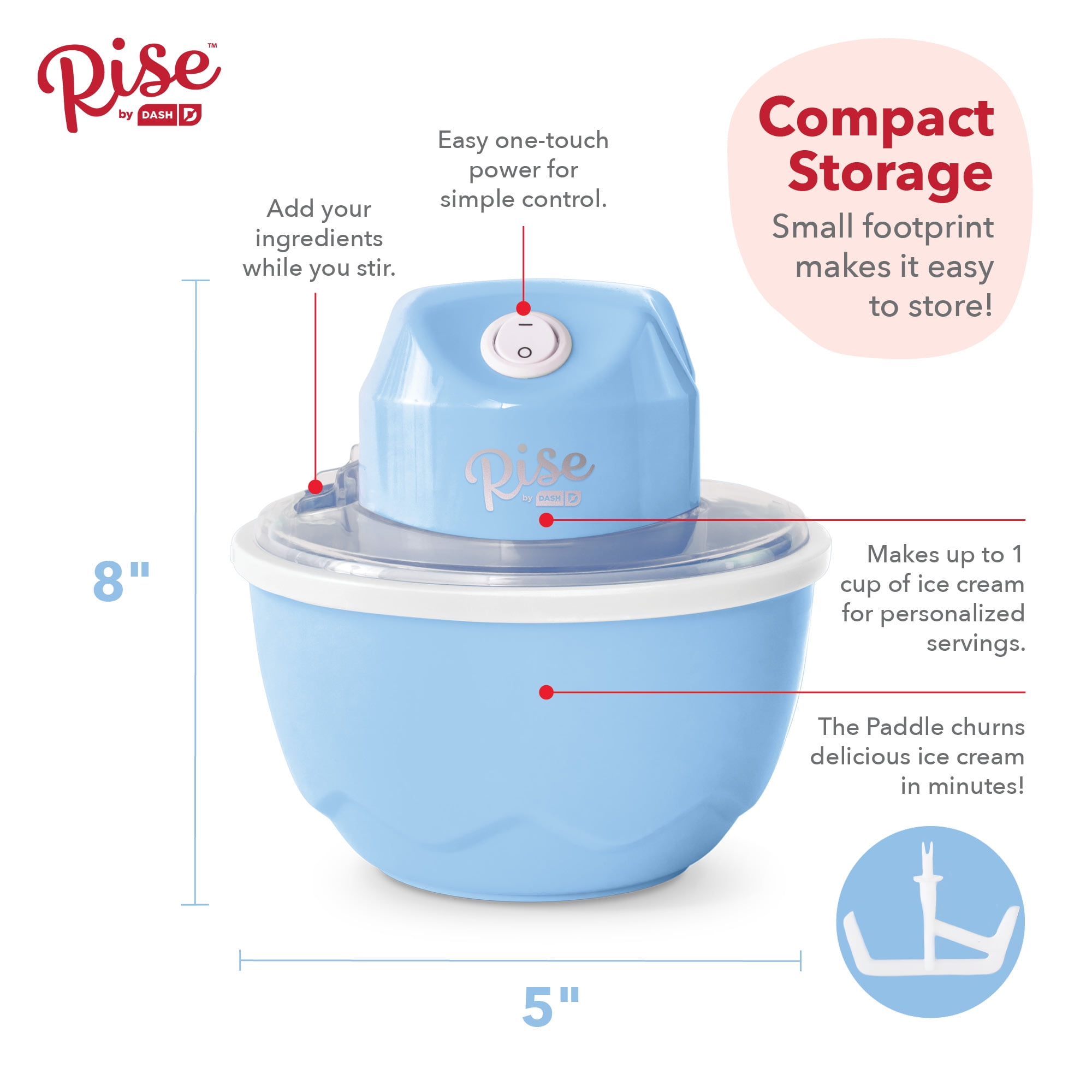 Rise by Dash Personal Electric Ice Cream Maker Machine for Gelato, Sorbet +  Frozen Yogurt (Flavored Healthy Snacks + Dessert for Kids & Adults) - 1