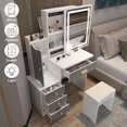 thumbnail image 1 of Vanity Set with Mirror and Light Girls Makeup Vanity Set Dressing Makeup Table Gray, 1 of 2