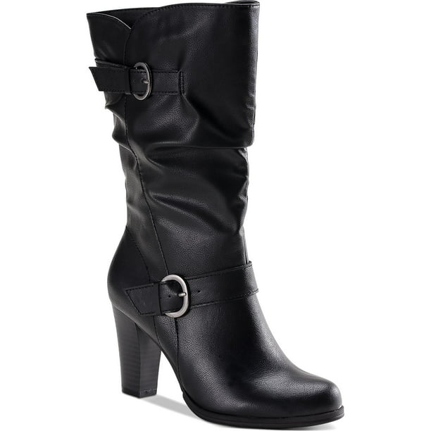 Style & Co. - Style & Co. Womens Sachi Faux Leather Block Heel Mid-Calf ...