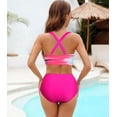 thumbnail image 3 of SEAFORM Womens Two Piece Swimsuits Wrap Front Bikini High Waisted Bottom Tummy Control Bathing Suits Vintage Print Swimwear, 3 of 14