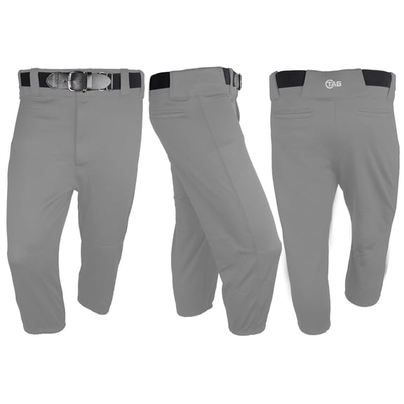 TAG Sports Gear Men's Knicker Baseball Pants, Gray, 2XL