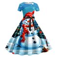 thumbnail image 4 of Women’s Christmas Swing Dress, Short Sleeve Retro Print 1950s Party Dress, Festive Holiday Outfit for Celebrations, 4 of 4
