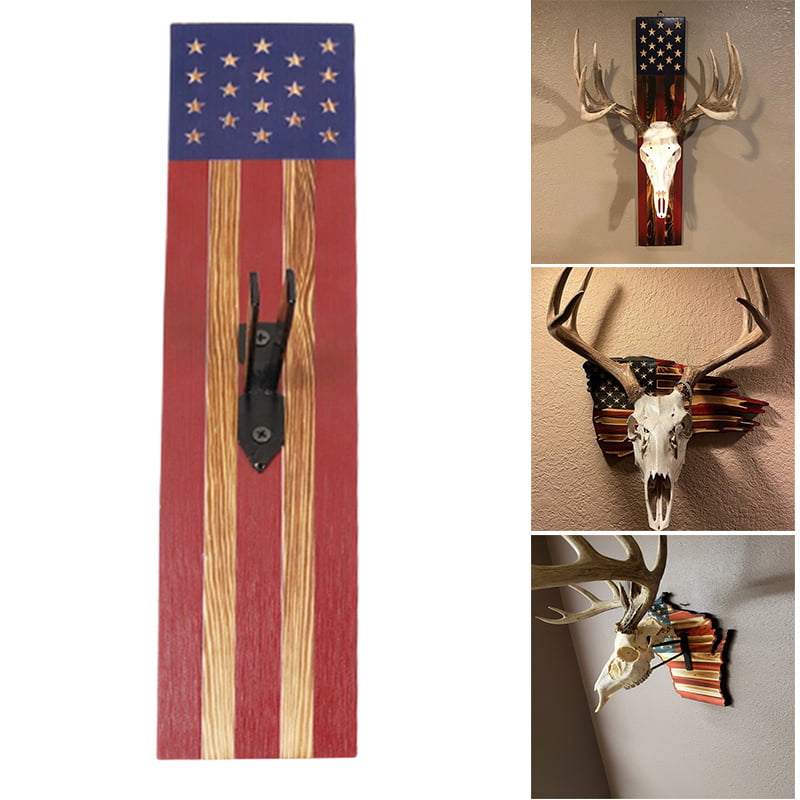 A European Deer Mount Plaque Wooden Mounting Kit Prey Display Rack Background Desk Wall Usa Flag Background Patterns Home Decor 
