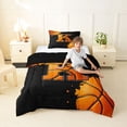thumbnail image 2 of Castle Fairy Orange Basketball Initial K Twin Comforter Sets 2pcs, Abstract Watercolor Splash Bedding Set, Black Orange,Black Reversible,1 Comforter and 1 Pillowcase, 2 of 6