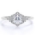 thumbnail image 1 of JeenMata Anillo de Compromiso con Flor de Corte Redondo de 1 Quilate: Anillo Inspirado en la Naturaleza: Oro Blanco de 18 K sobre Plata, 1 of 5