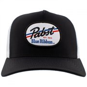 Pabst Blue Ribbon Black and White Trucker Hat with Logo Patch