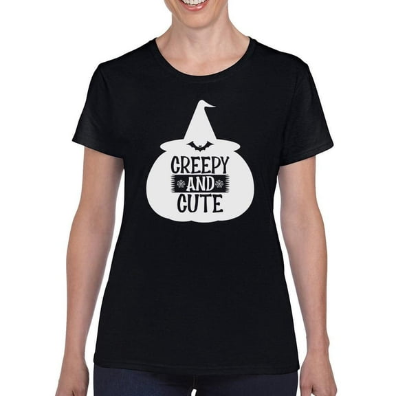 Creepy And Cute Halloween T-Shirt Women -Image by Shutterstock, Female XX-Large