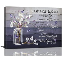 I Can Only Imagine Floral Wall Art Purple Bathroom Butterfly Canvas Prints Painting Country Pictures Framed Artwork Office Home Decor for Living Dining Room Bedroom Bathroom 16"x12"