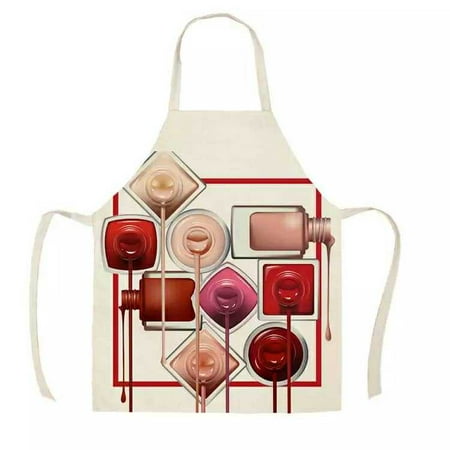 

Livesture Pink nail polish cartoon apron Beige 68X55cm