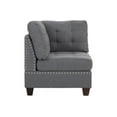 thumbnail image 5 of Living Room Gray Fabric Tufted Cushion 6pc L-Sectional Sofa Set 2x Corner Wedge 3x Armless Chairs 1x Ottoman Modular Couch, 5 of 10