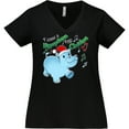 thumbnail image 3 of Inktastic I Want a Hippopotamus for Christmas Hippo in Santa Hat Women's Plus Size V-Neck T-Shirt, 3 of 5